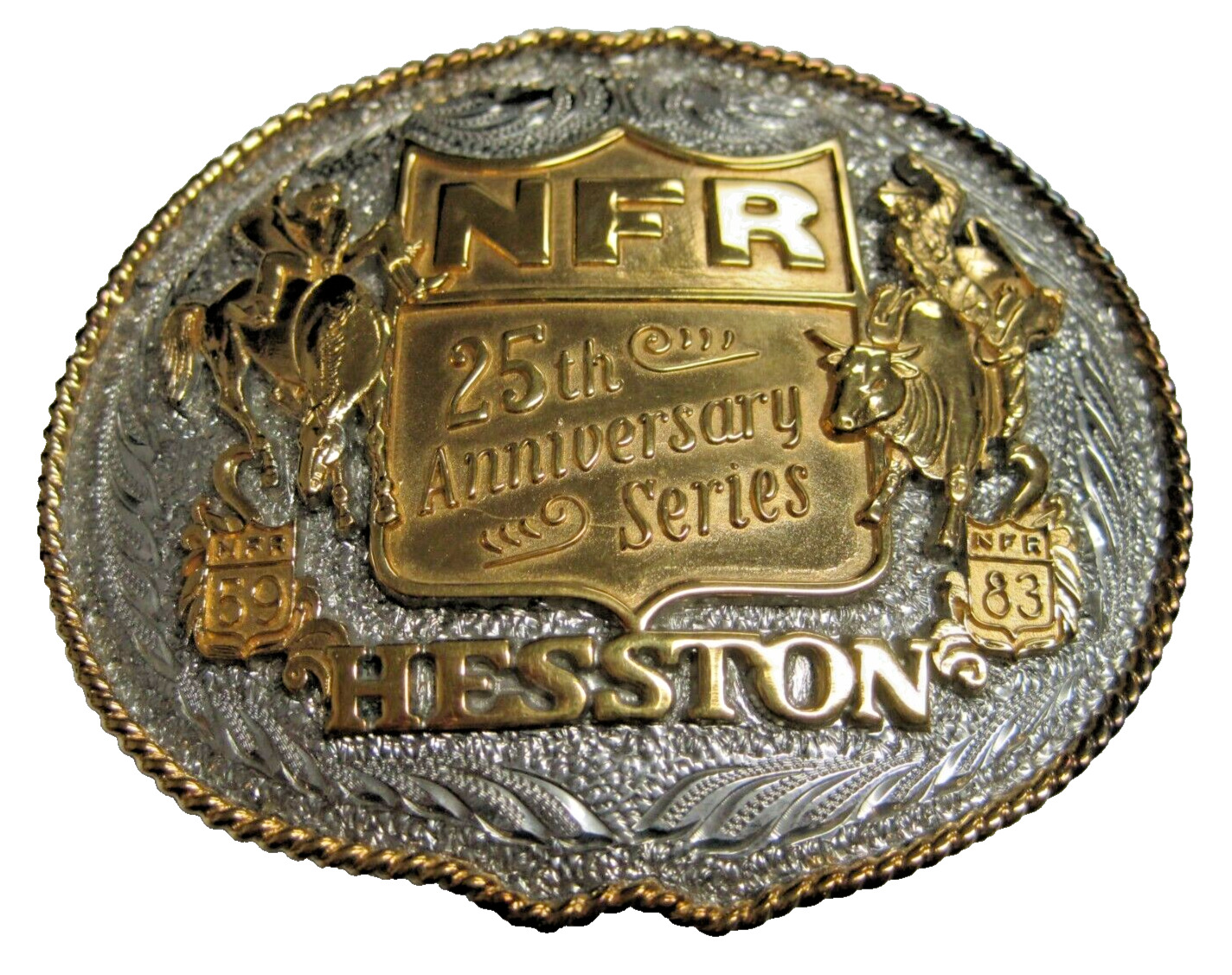 Hesston Rare 1983 STERLING 24 k GOLD PLATED Limited Edition Numbered NFR Buckle