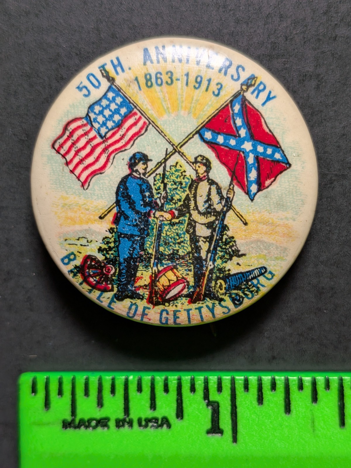 Vintage 1913 Battle of Gettysburg Anniversary Pinback Pin