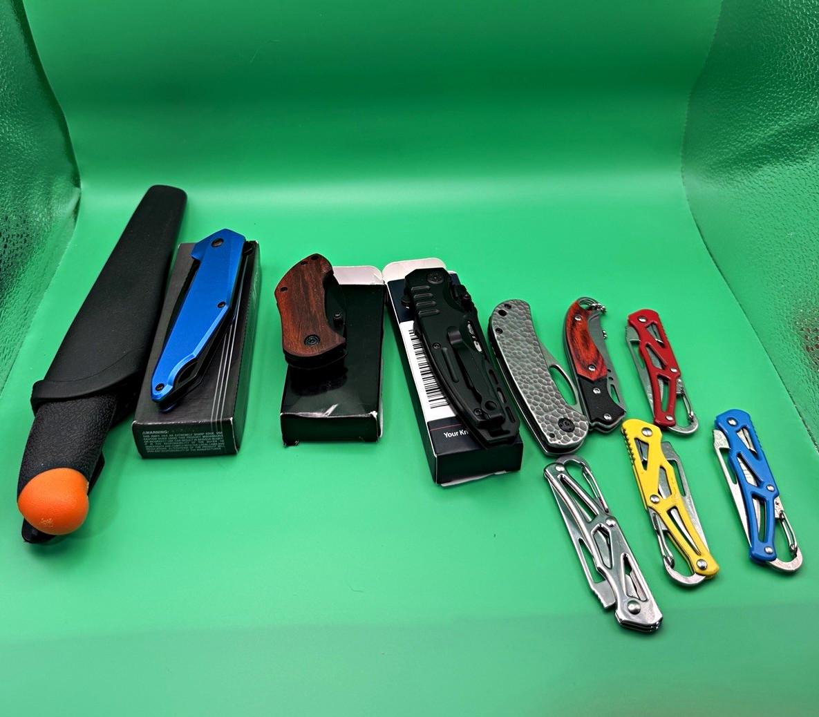 MTech USA Mixed Lot Pocketknives & Fixed Blade Knives, Stainless Steel