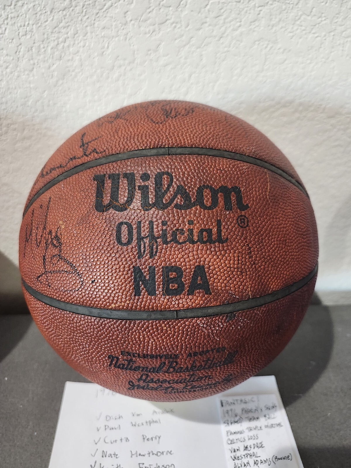 VTG 1975-76 Phoenix Suns Wilson Offical Basketball Game Used Signed By Roster