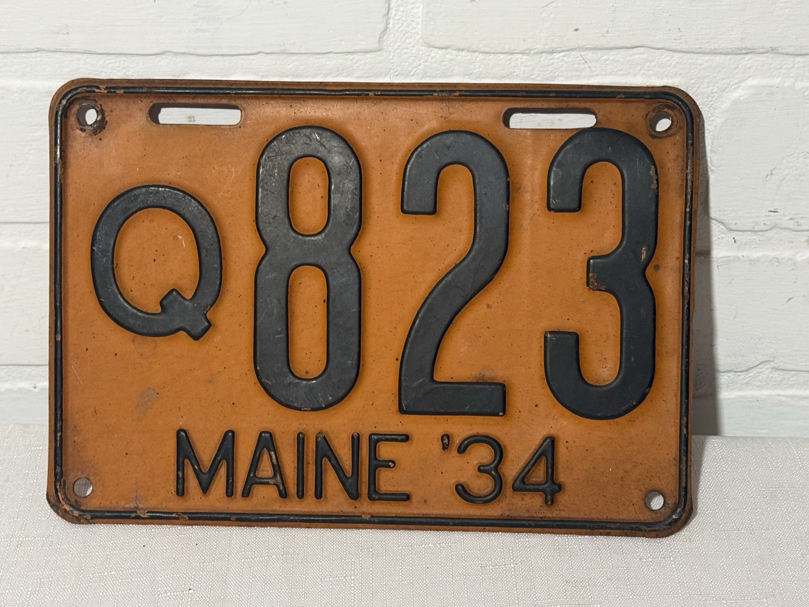 Vintage 1934 Maine License Plate Q 823 CLEAN Vintage 1934 Maine License Plate Q 823 CLEAN