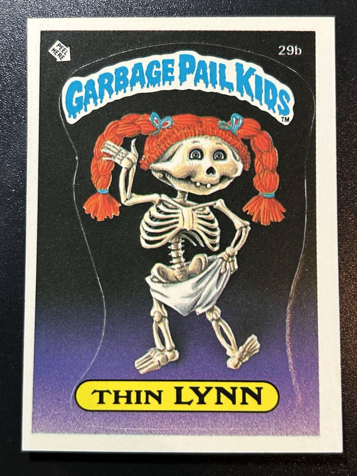 1985 Topps Garbage Pail Kids GPK Card First Series 1 OS1 Matte 29b Thin Lynn 1985 Topps Garbage Pail Kids GPK Card First Series 1 OS1 Matte 29b Thin Lynn