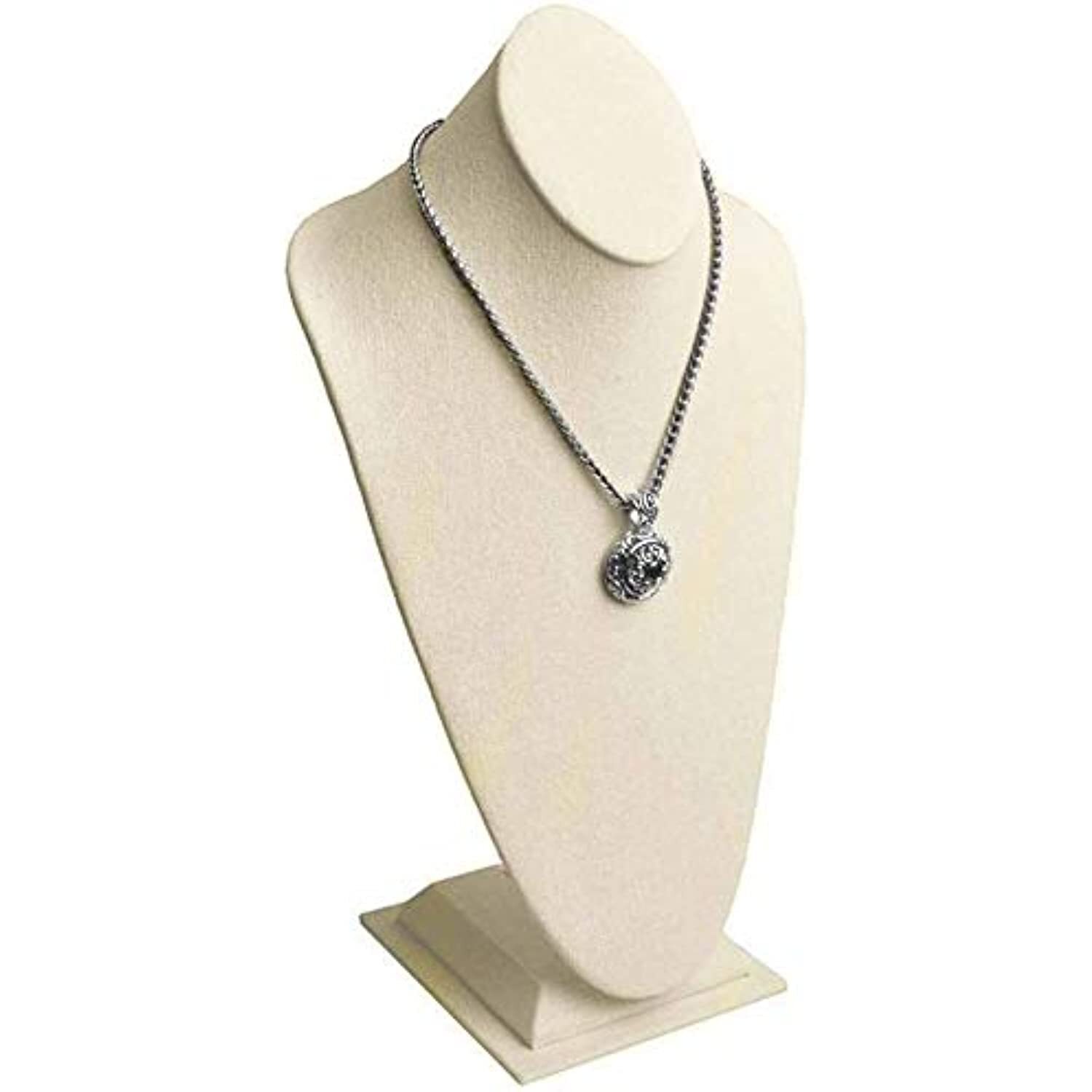 RJ Displays-Extra Tall Jewelry Necklace Display Bust Burlap Brown Linen Measures RJ Displays-Extra Tall Jewelry Necklace Display Bust Burlap Brown Linen Measures