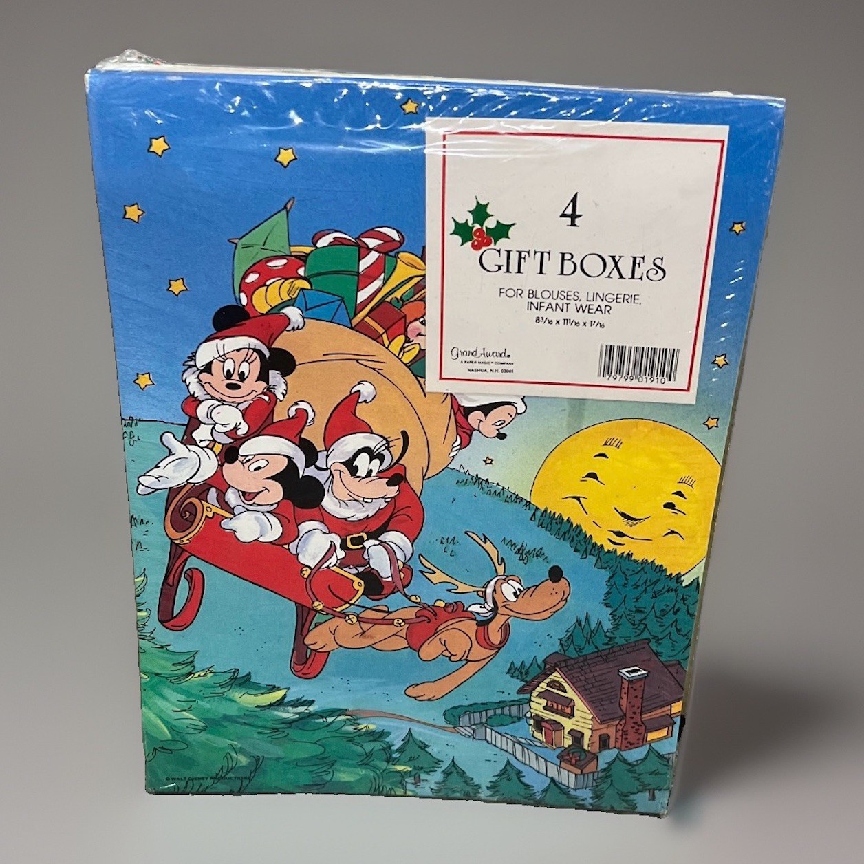 Vtg Disney Gift Boxes 4pc Mickey Mouse Christmas Grand Award NOS Sealed Unopened