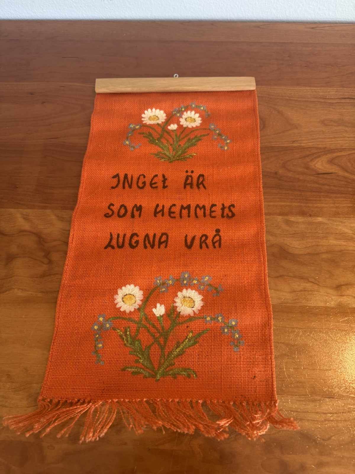 Swedish Vintage Linen wall hanging 1960's 1970's Northern Sweden mint lovely