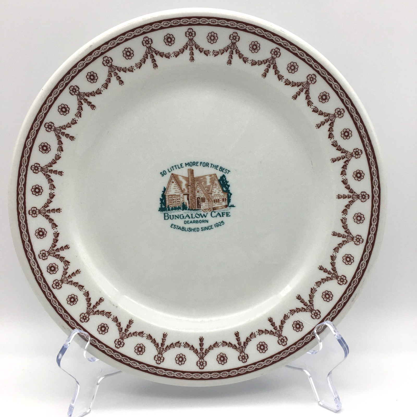 Bungalow Cafe Dearborn Michigan Shenango China Dinner Plate 1951
