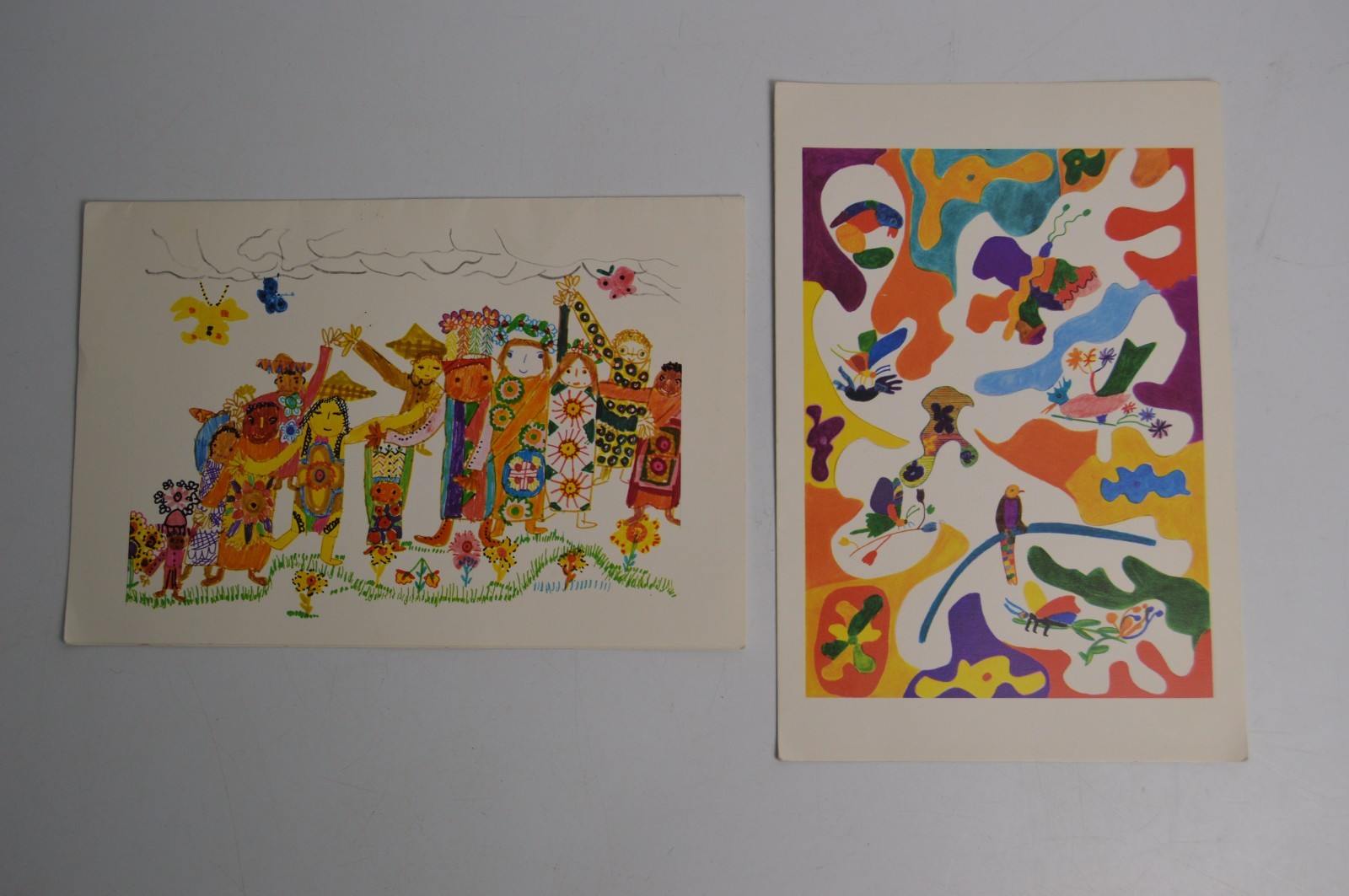 2 Vintage Air France UNICEF Menus Aviation Europe Souvenir UNITOURS 1974 Flying