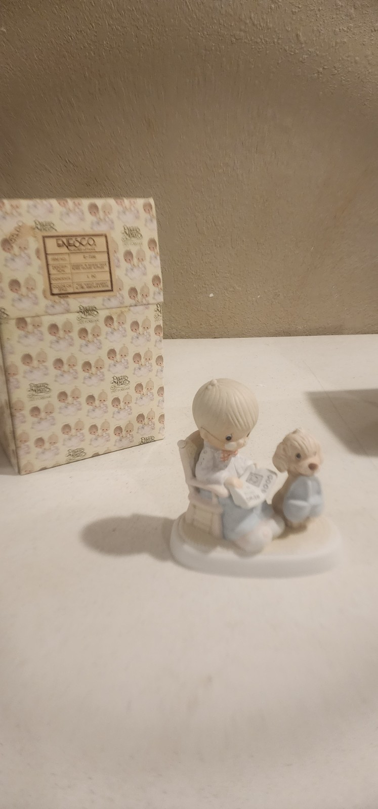 Precious Moments-Grandpa In Rocking Chair/Dog Holding Slippers vintage