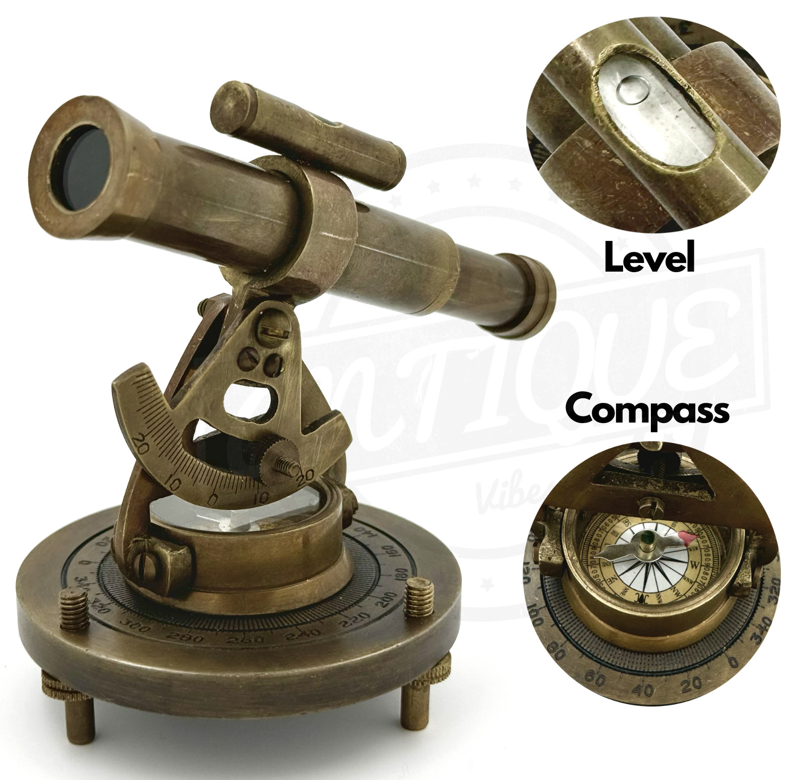 Theodolite Surveying Transit Telescope Brass Compass w/ Level Marine Navigation Theodolite Surveying Transit Telescope Brass Compass w/ Level Marine Navigation