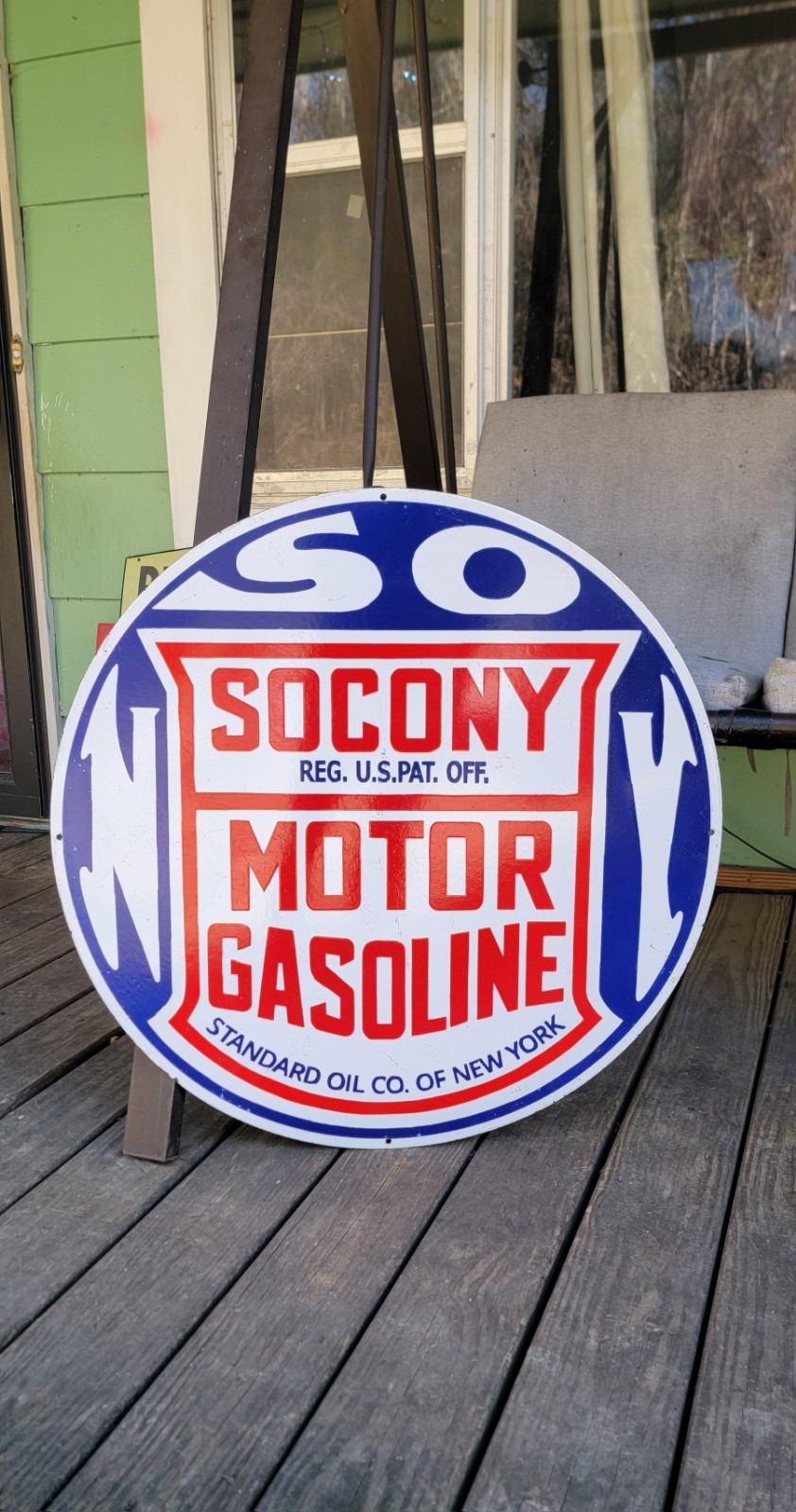 Socony Motor Gasoline Porcelain Sign 