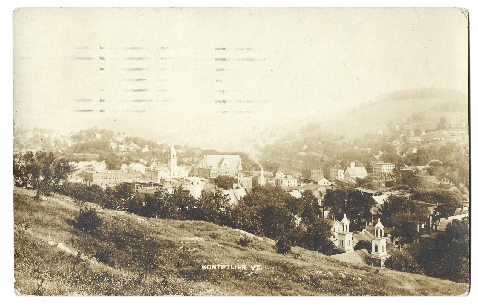 Early 1920 RPPC Montpelier, Vermont VT Postcard Bird\'s Eye View Real Photo 