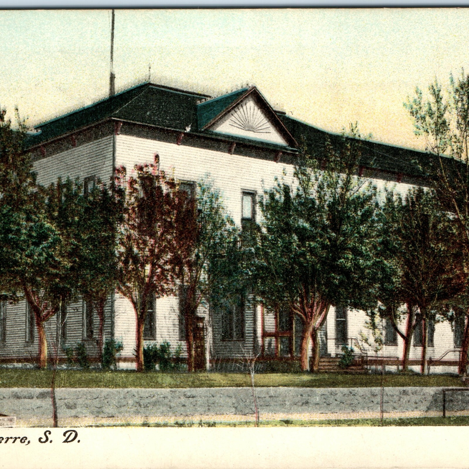 c1900s Pierre SD Old First Capitol Building Postcard South Dakota Coat of Arms