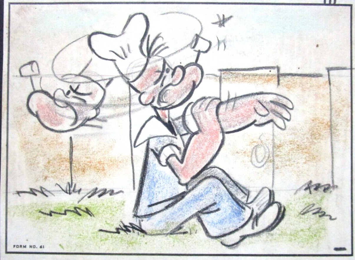 POPEYE sailor 1960 BARBECUE FOR TWO ORIGINAL PRODUCTION cel drawing STORYBOARD