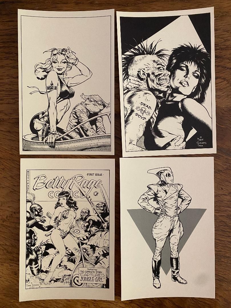 Dave Stevens-Lot of 4 Vintage Comic Art Postcards Circa 1980s