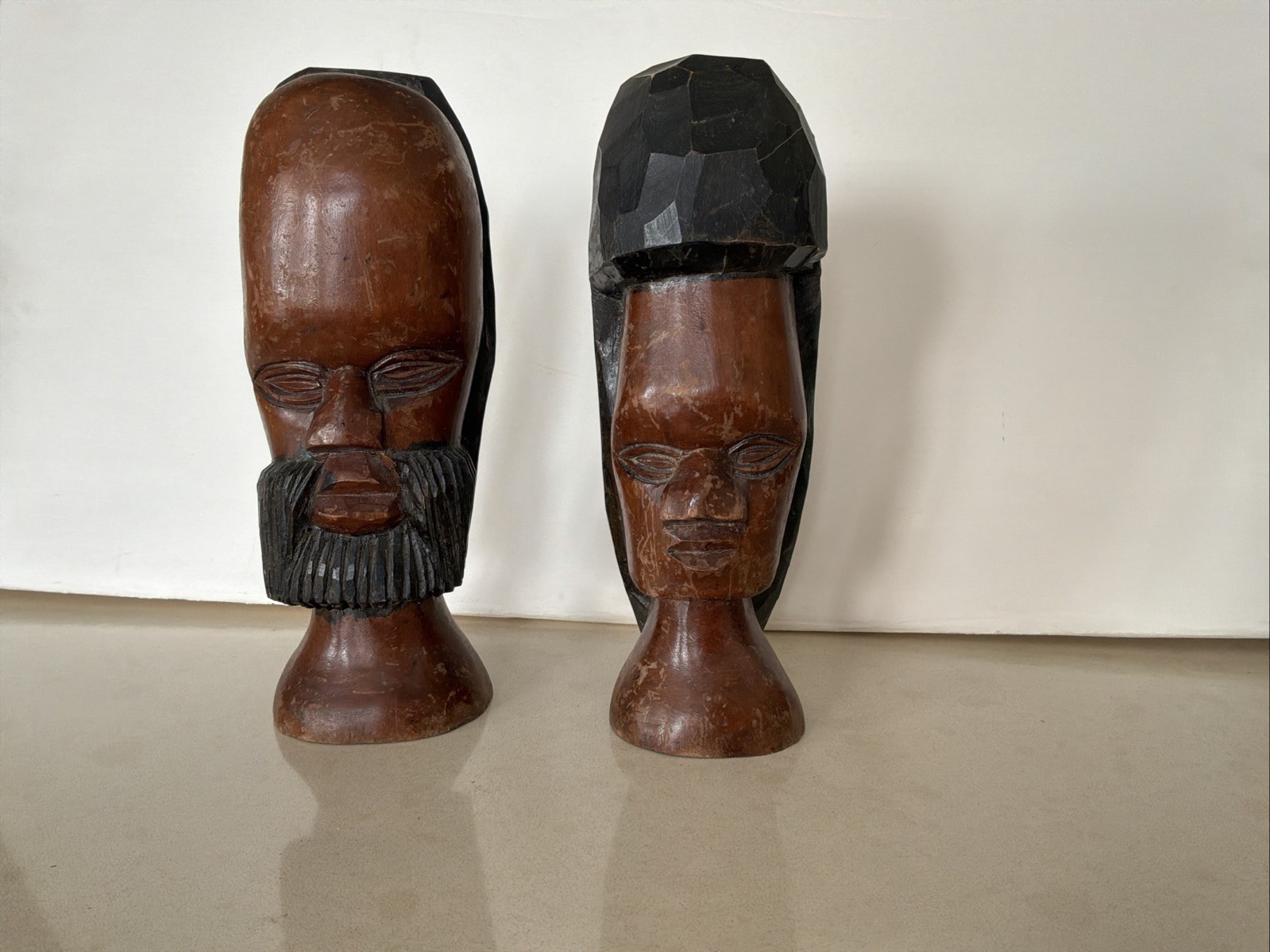 Vintage Hand-Carved Wooden African? Head Figures.