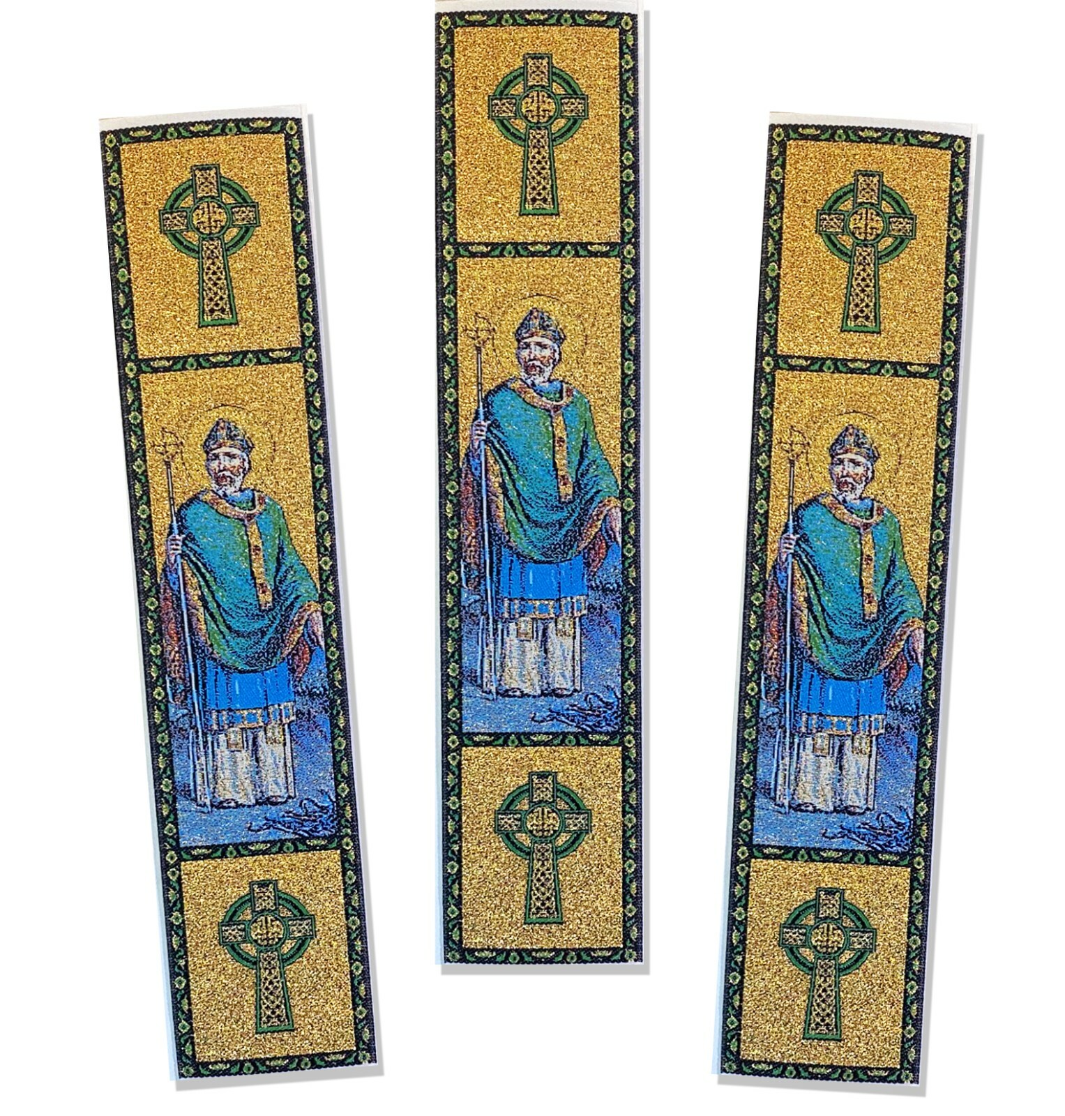 Saint St Patrick Icon Tapestry Bookmarks With Celtic Cross Book Marker 9 1/4
