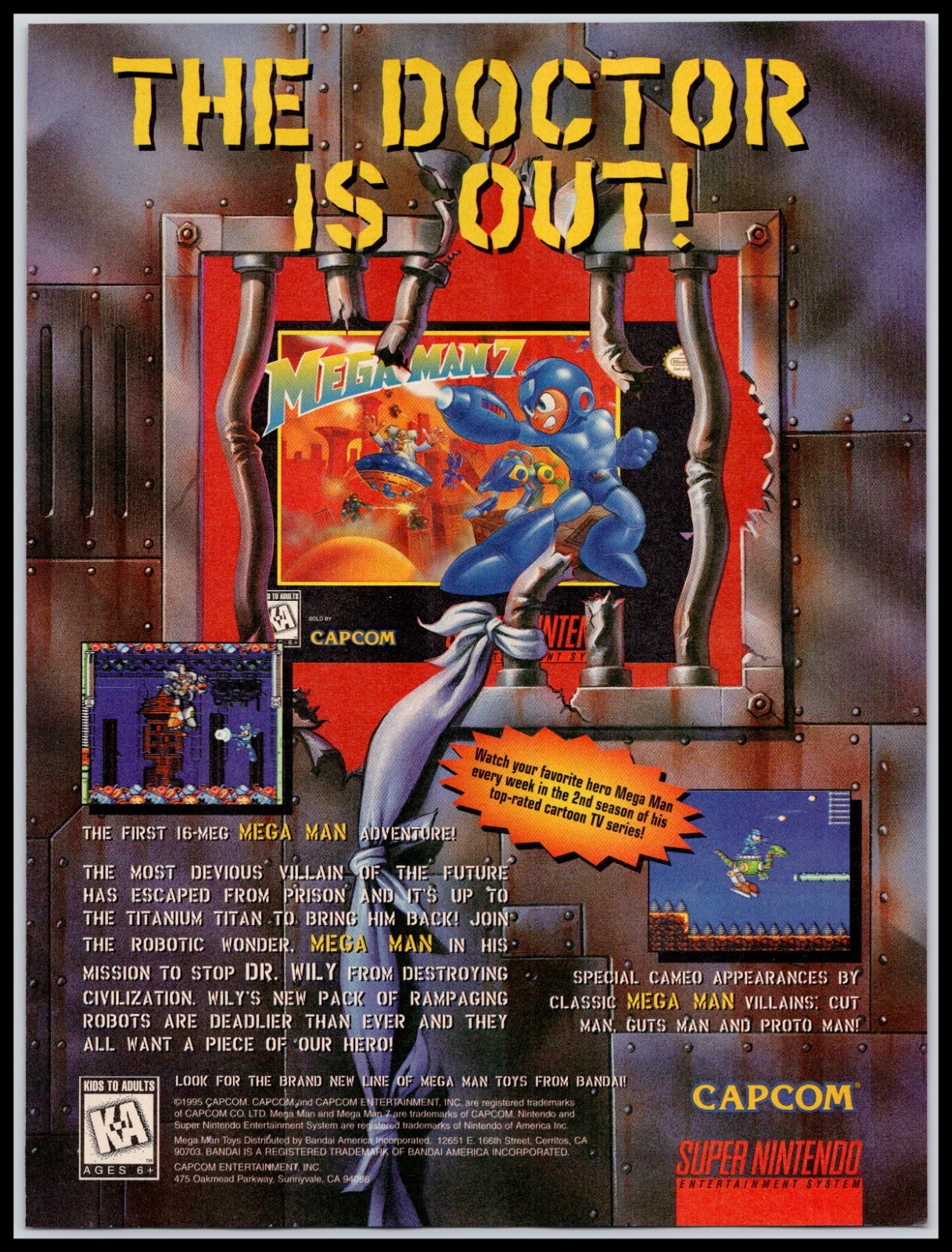 Mega Man 7 Super Nintendo SNES Capcom Game Promo Vintage 1995 Advertisement