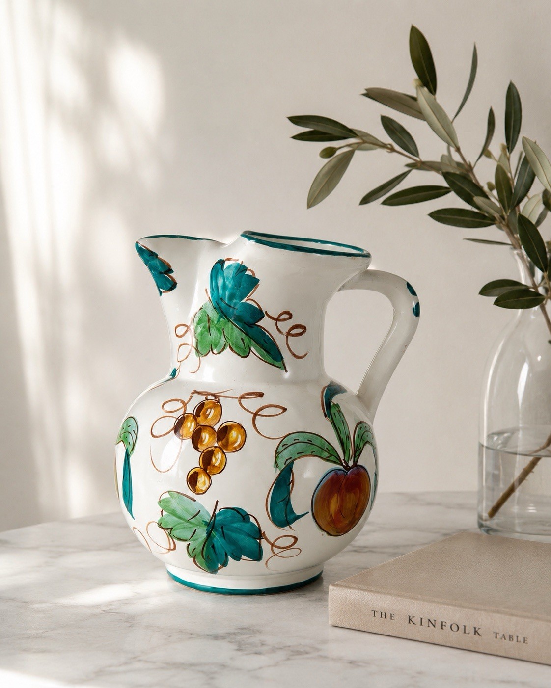 Vintage Italian Hand Painted Ceramic Pitcher Prince Macaroni Lowell MA 7.75” LG