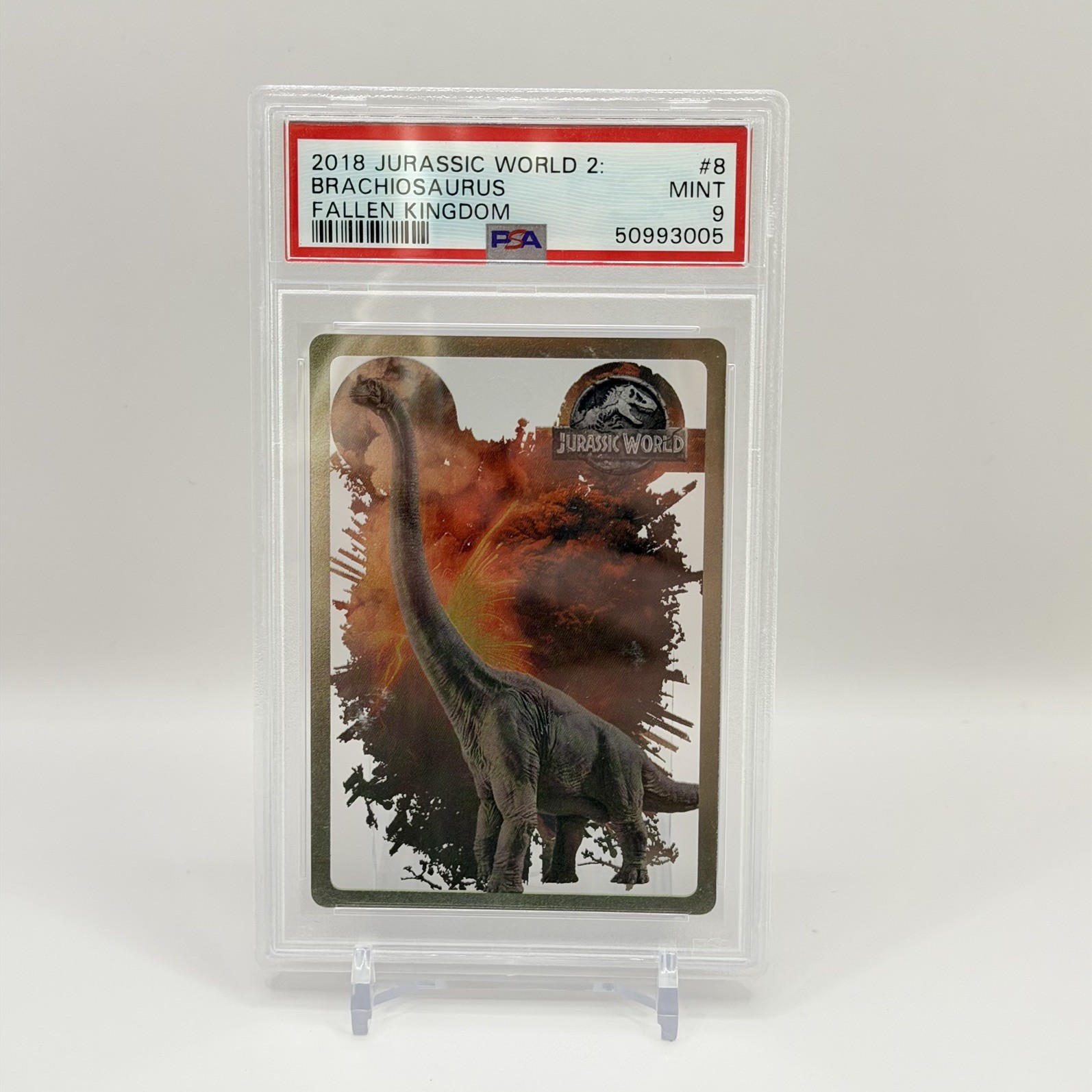 2018 Panini Jurassic World Fallen Kingdom Acetate Card Brachiosaurus Rare PSA 9