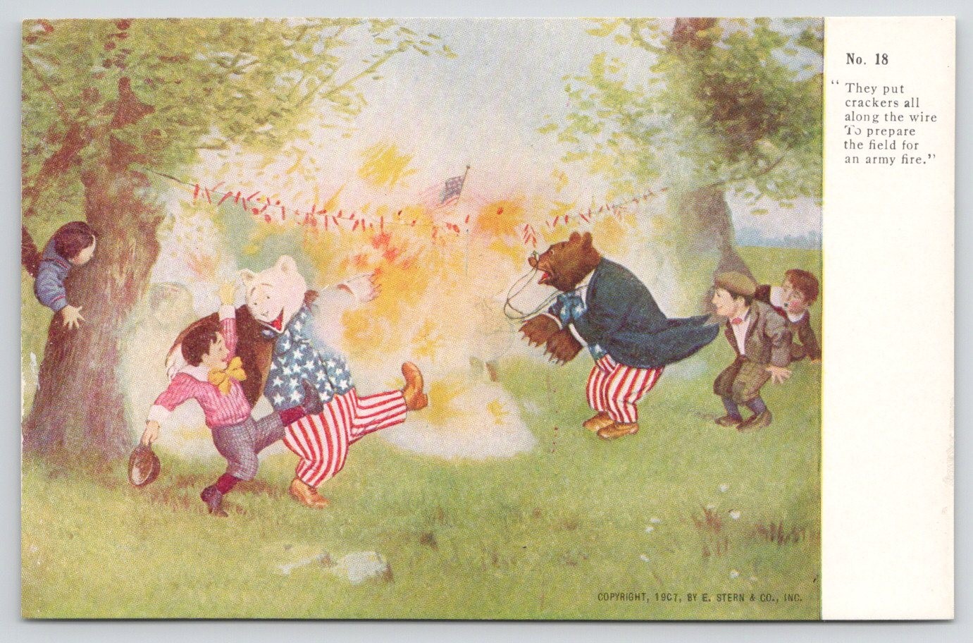 Roosevelt Bears 4th of July Fireworks Patriotic R.K. Culver 1907 Postcard Roosevelt Bears 4th of July Fireworks Patriotic R.K. Culver 1907 Postcard