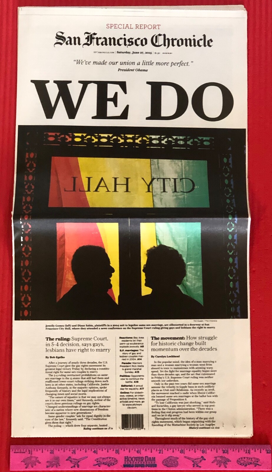 WE DO SAN FRANCISCO CHRONICLE NEWSPAPER JUNE 2015 FREE TO MARRY ALL 50 STATES