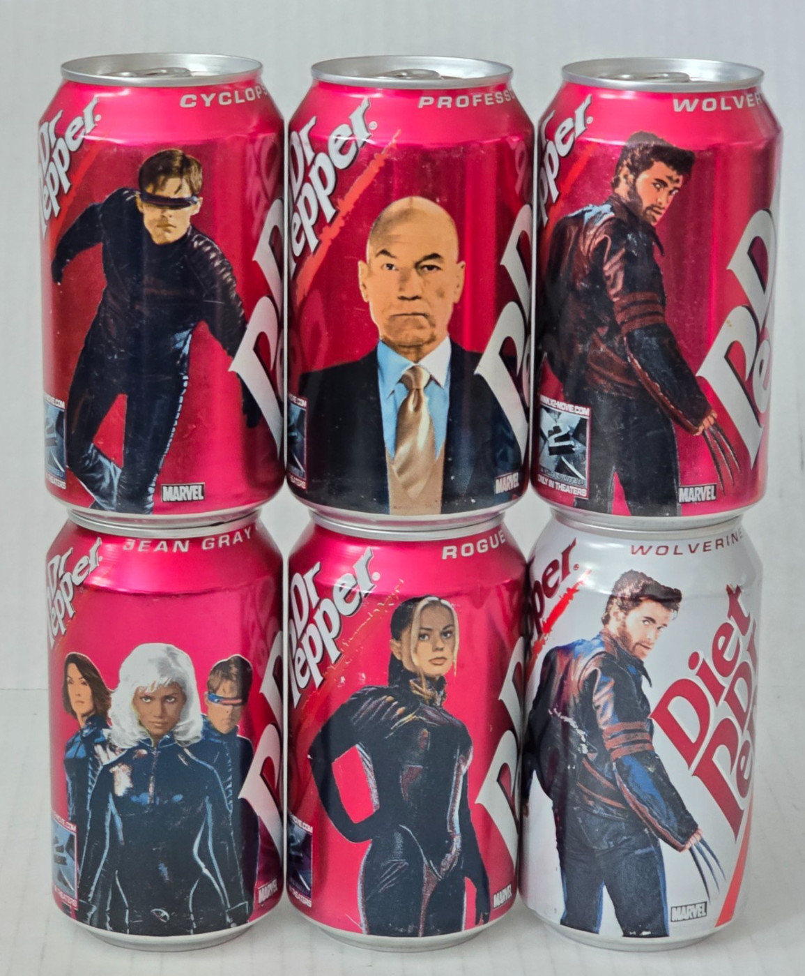 2003 Dr Pepper Marvel X - Men Lot of 6 Empty Cans