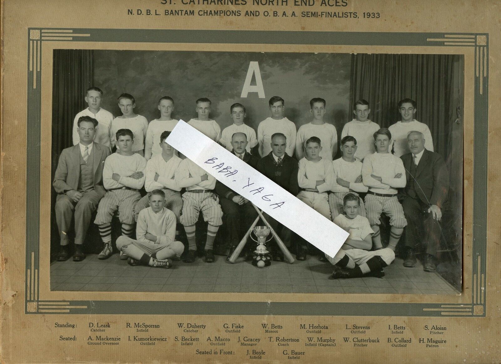 St. Catharines North End Aces Baseball Team Vintage Photo 1933 Ontario Canada