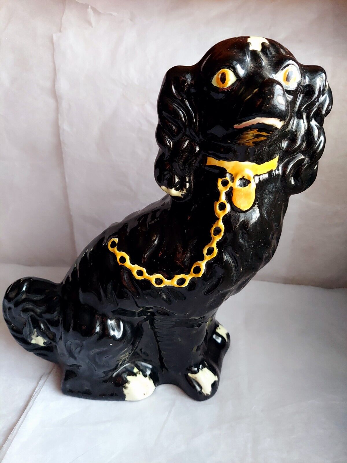 Vintage Mid-Century Dog Statue Black 12\