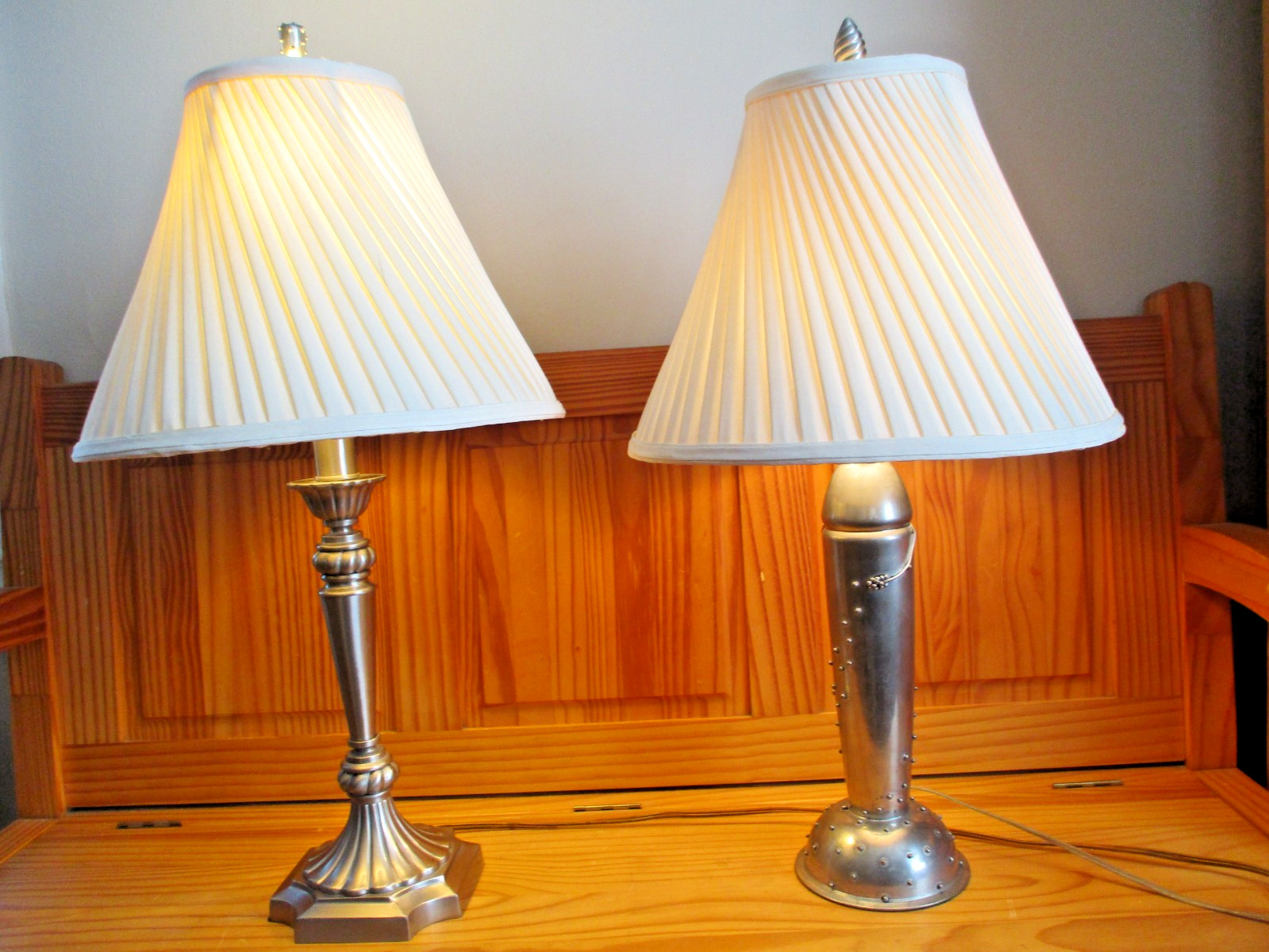Pair Silver Art Deco Table Lamps 16\
