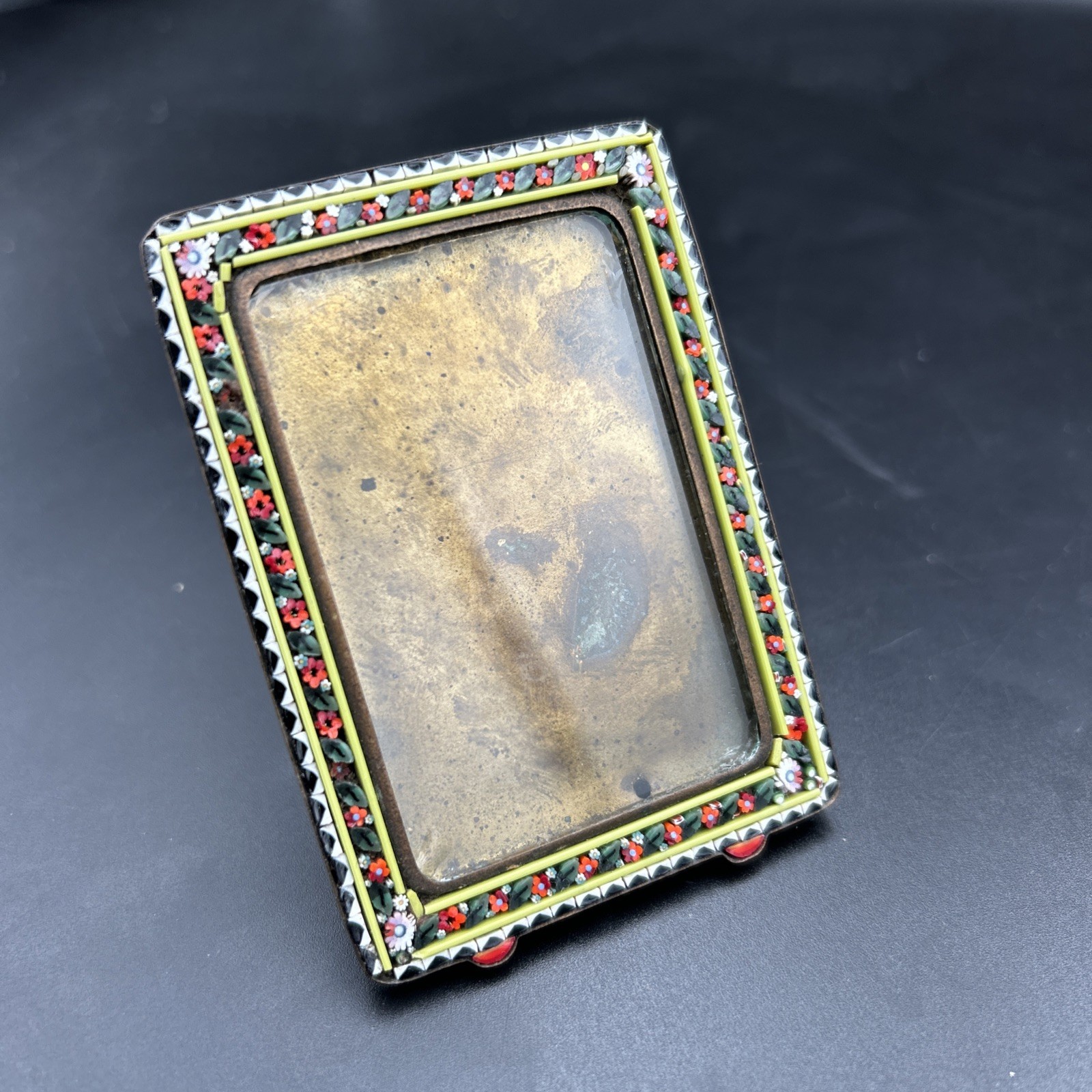 Micro Mosaic Square Picture Frame Antique Italy 3 1/4 X 2 3/8 Grand Tour