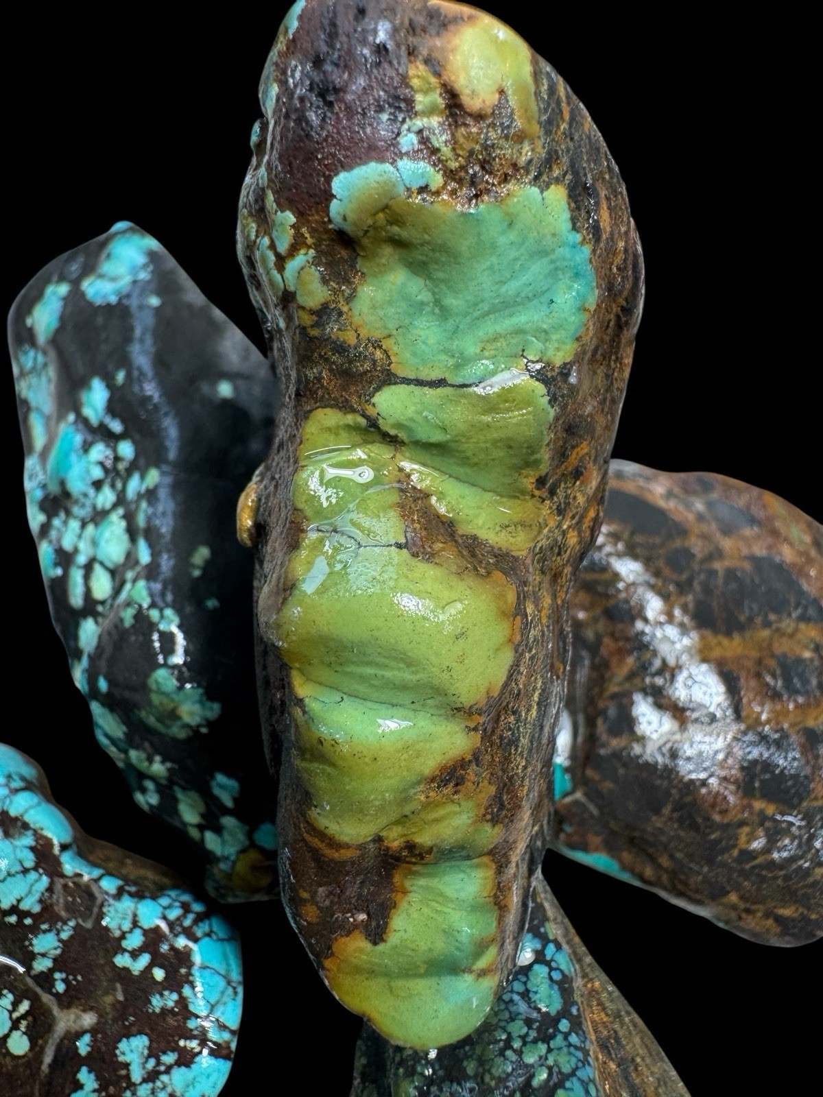 Natural And Stabilized Hubei Turquoise Mixed Lot Qingu And Treasure Mountain