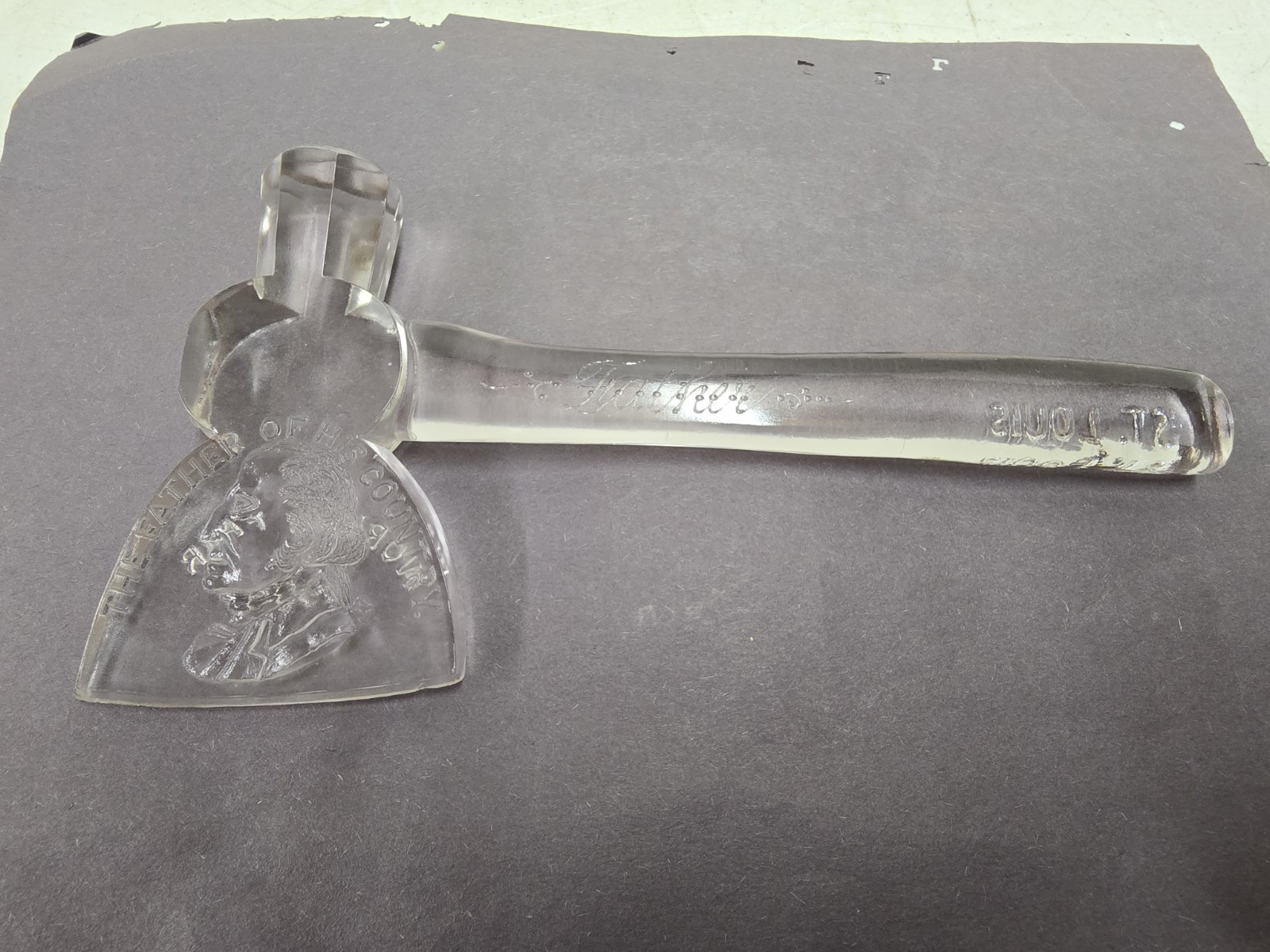 Antique 1904 Wolrds Fair St Louis EAPG Father George Washtington Glass Hatchet