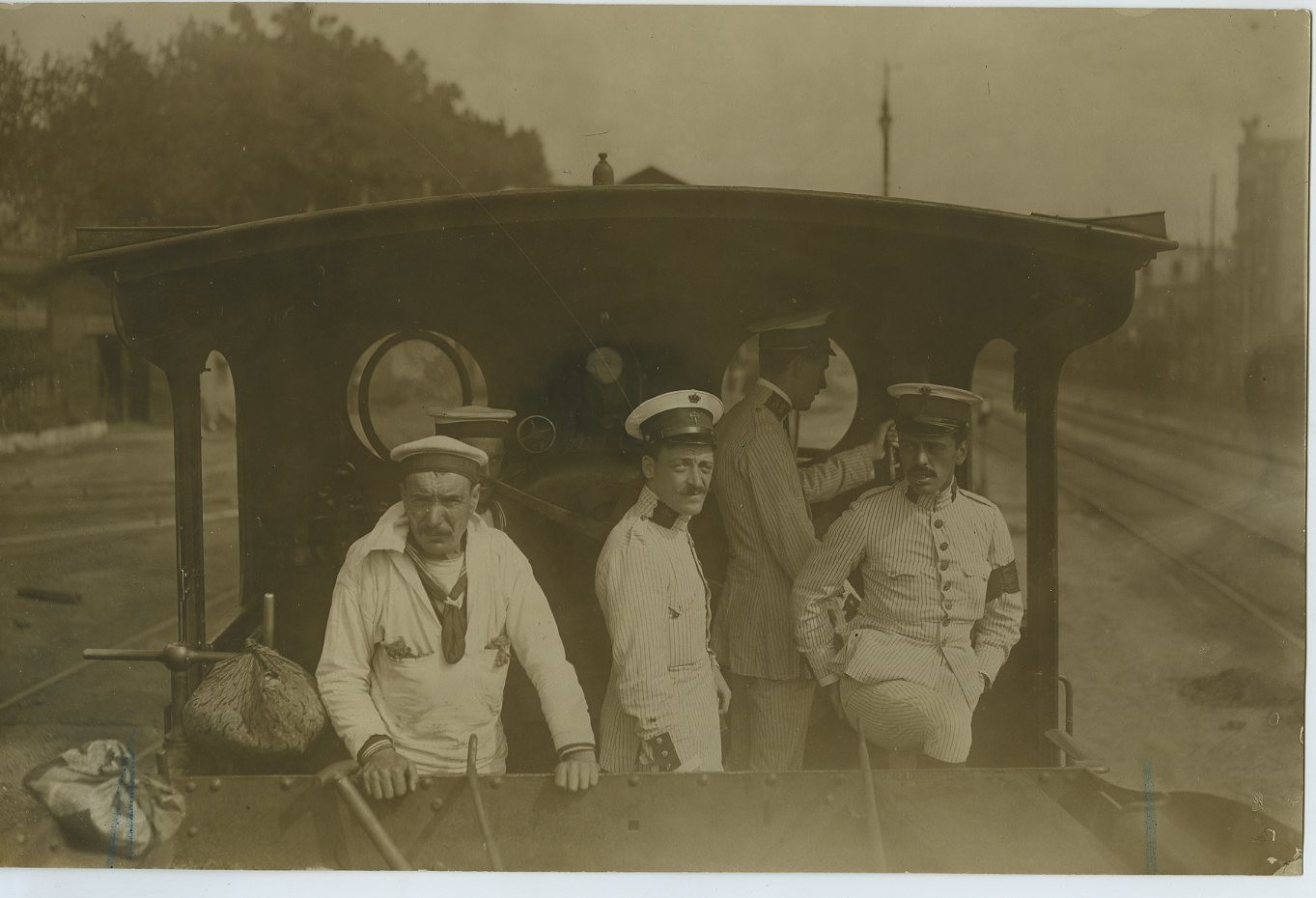 Sailors Officers Locomotive Cab Railway Strike Barcelona Zaragoza Trampus