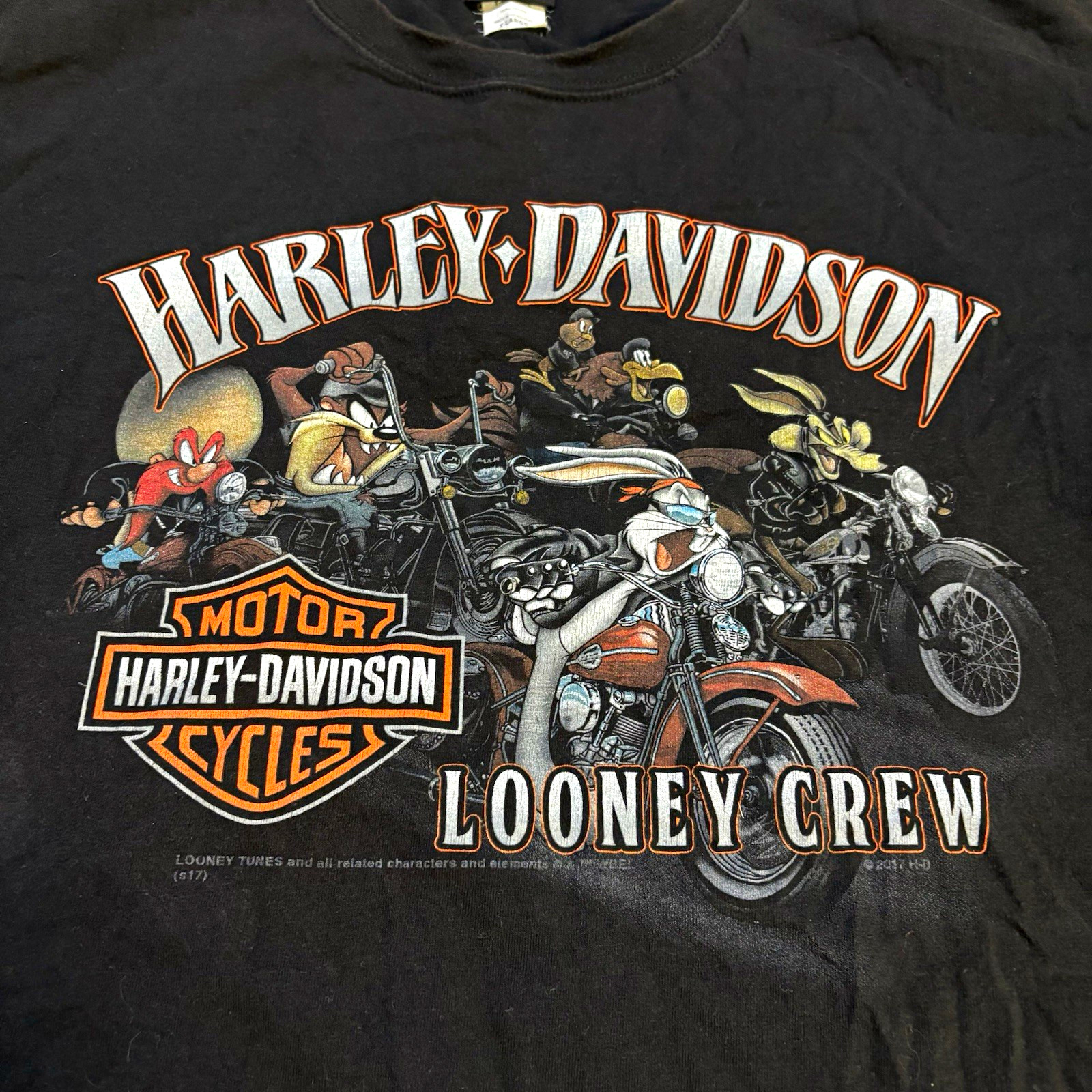 Harley-Davidson Looney Tunes Crew Shirt Black Sun Fade Men’s XL Florida tee