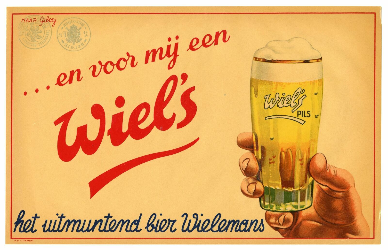 Dutch 1930\'s-1940\'s WIEL\'S BEER Refrigerator / Tool Box Magnet