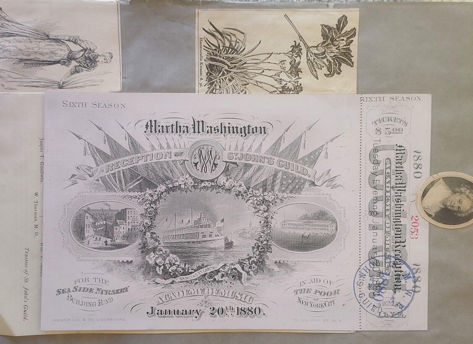 Martha Washington Reception St. John's Guild Academy Homer Lee Bank Note Co 1880