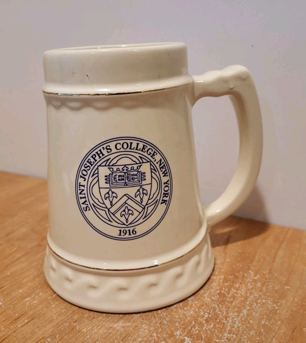 SAINT JOSEPH\'S COLLEGE NEW YORK 1916 Gold Trim Ceramic Display Stein SUFFOLK SAINT JOSEPH\'S COLLEGE NEW YORK 1916 Gold Trim Ceramic Display Stein SUFFOLK