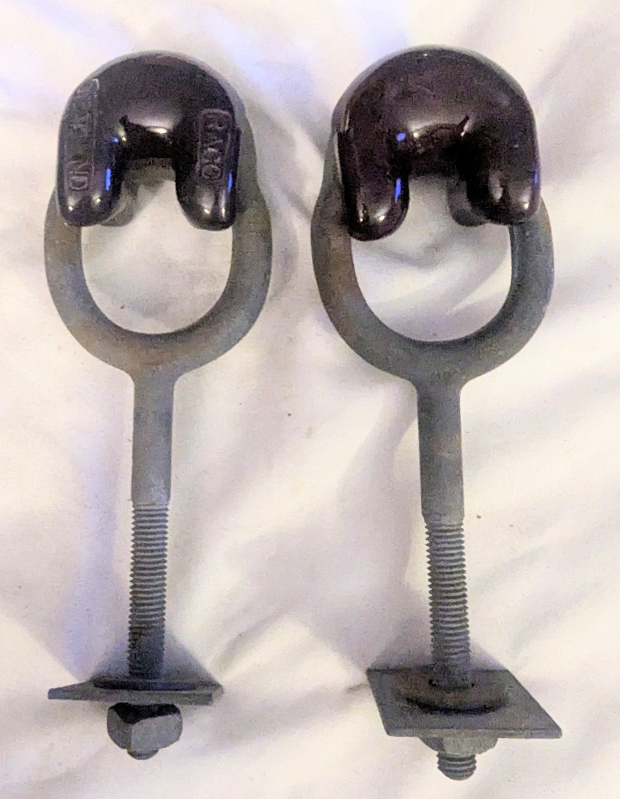 2 PORCELAIN INSULATOR Brown CERAMIC Electric Wire Telegraph Steel Eyelet Holder
