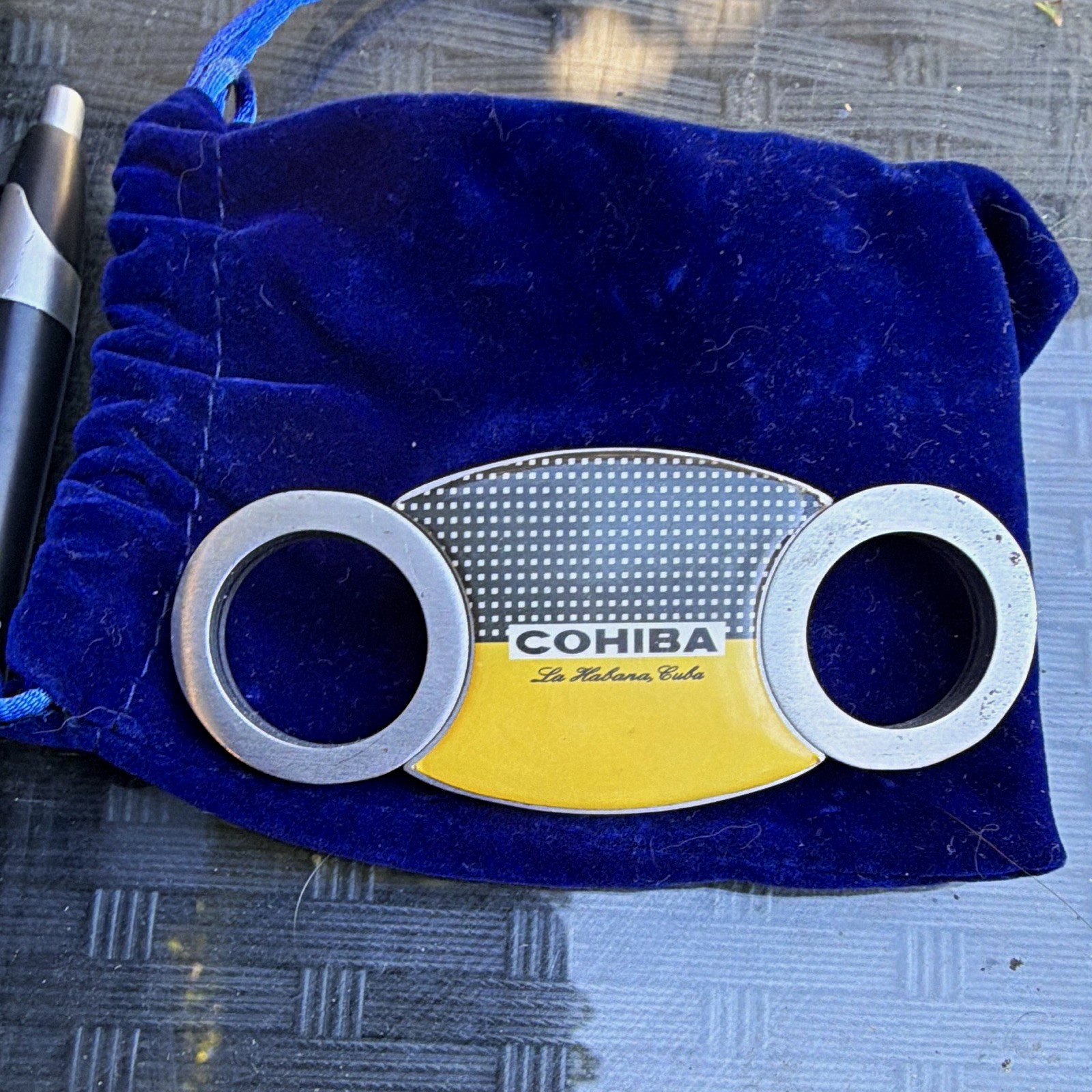 Cohiba La Habana Cuba Cigar Cutter Scissors with Blue Drawstring Pouch