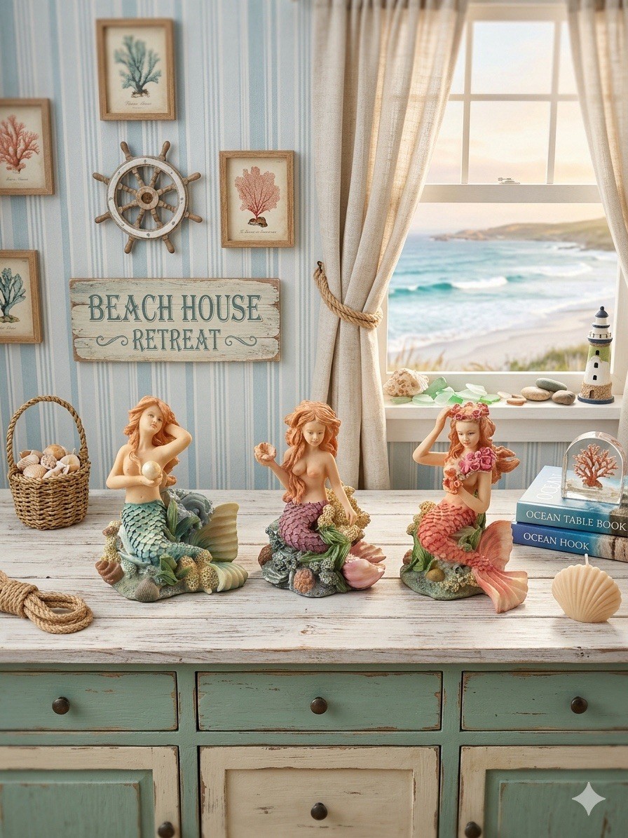 3 Vintage Mermaid Figurines 4\