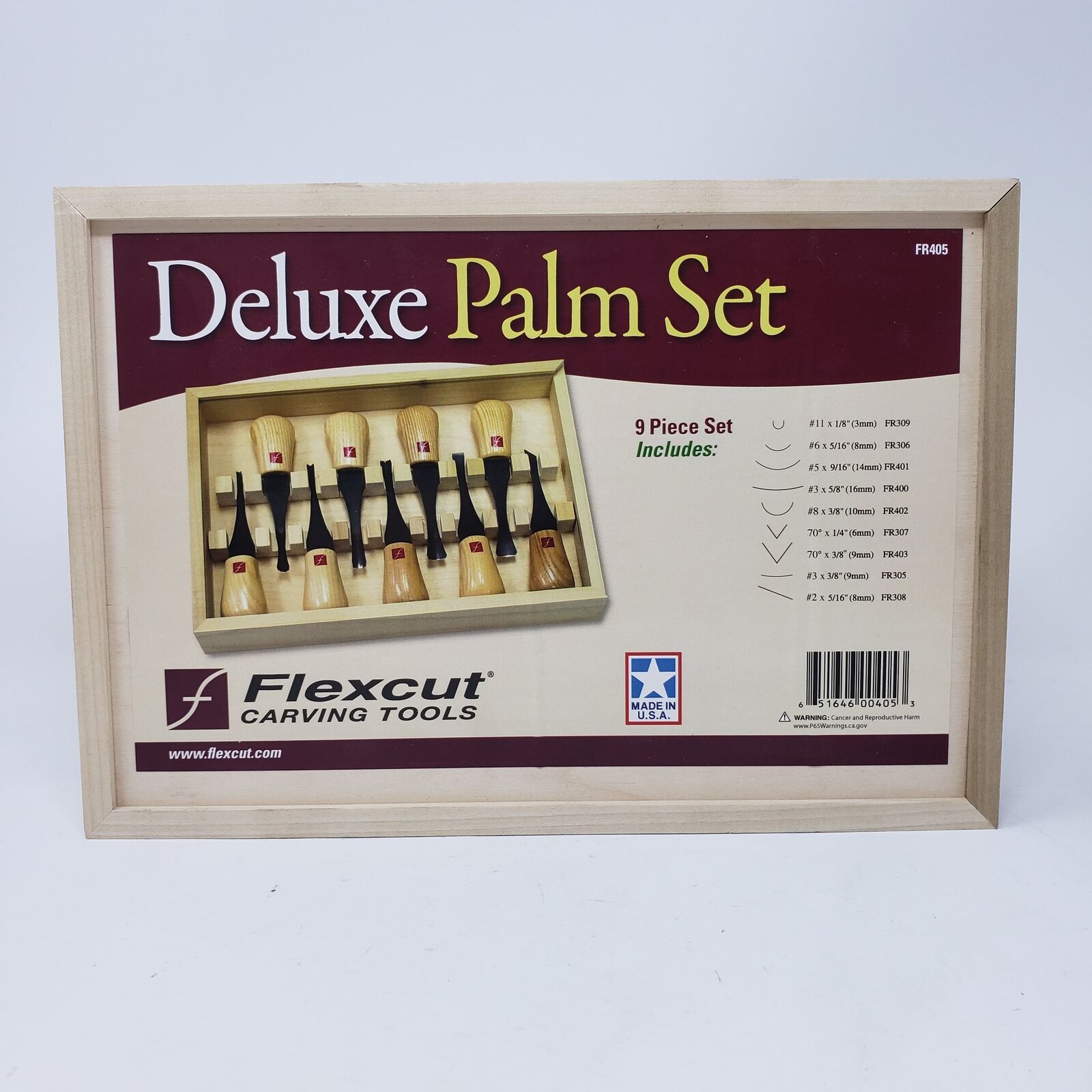 New Flexcut 9 Piece Deluxe Palm Set Carving Tools FR405