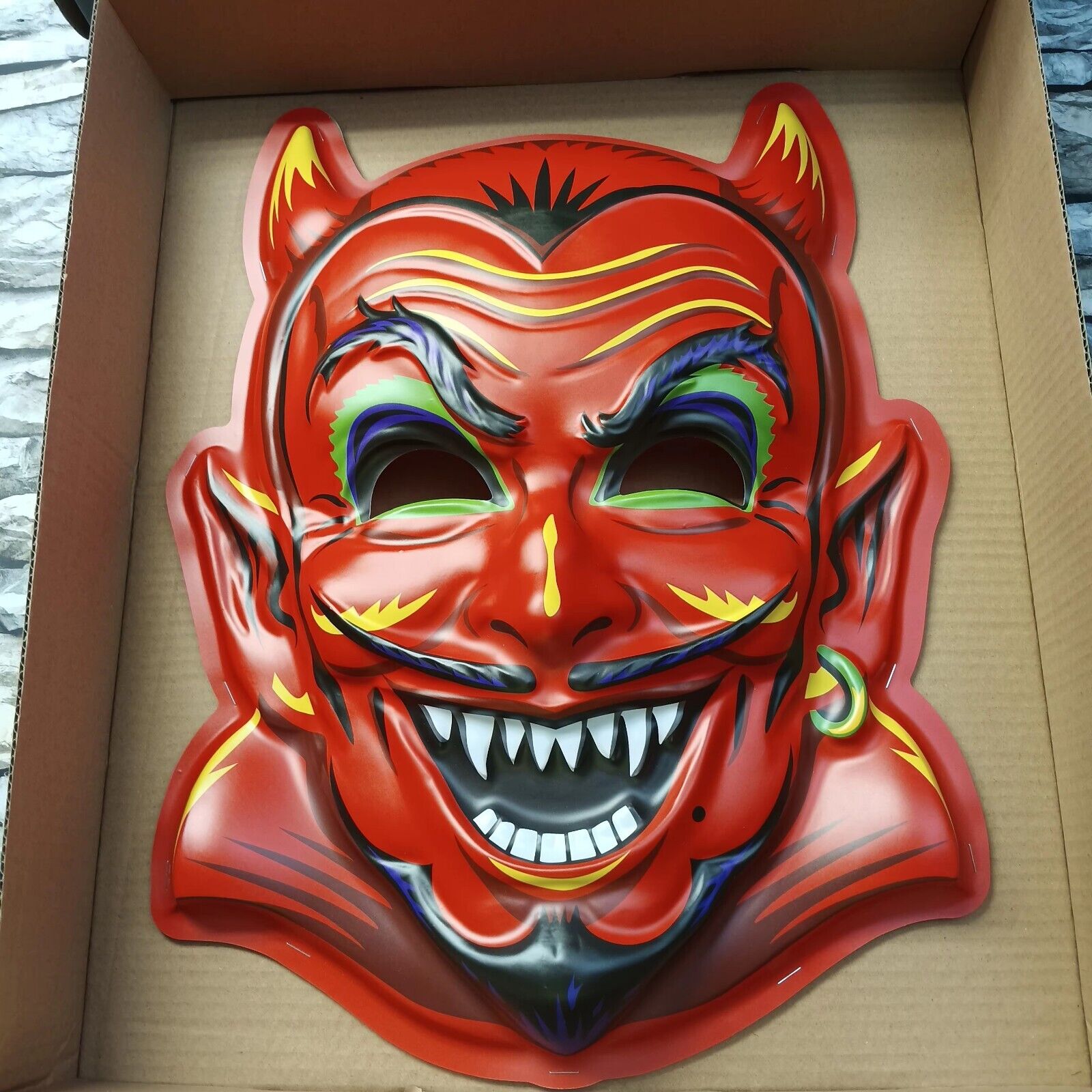 Ghoulsville Horror Decor Retro A-Go-Go Giant Vacuform 3D Mask Fireball Devil