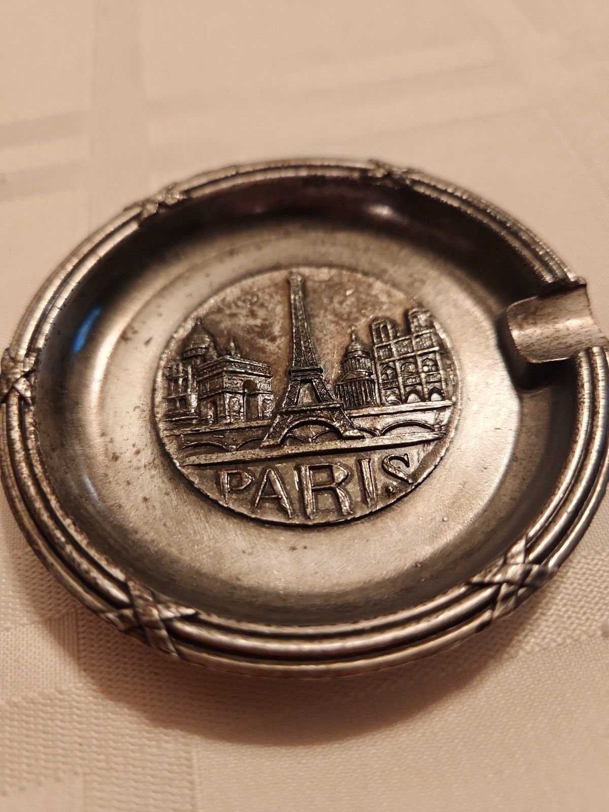 Vintage Paris Souvenir Metal Catchall Trinket Dish or Ashtray – Eiffel Tower...