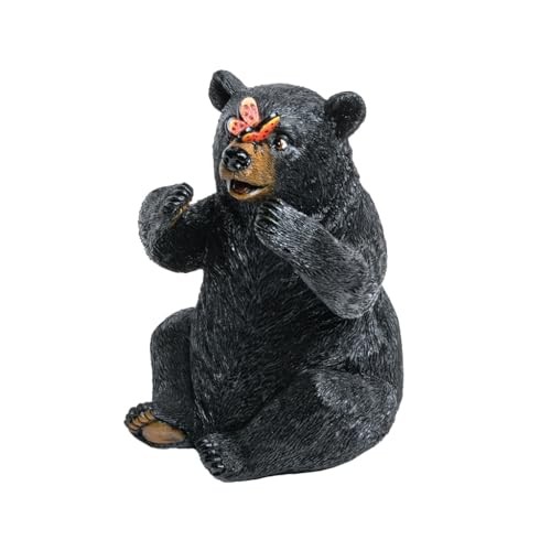 Lipco Bear with Butterfly Figurine, Black, Polyresin