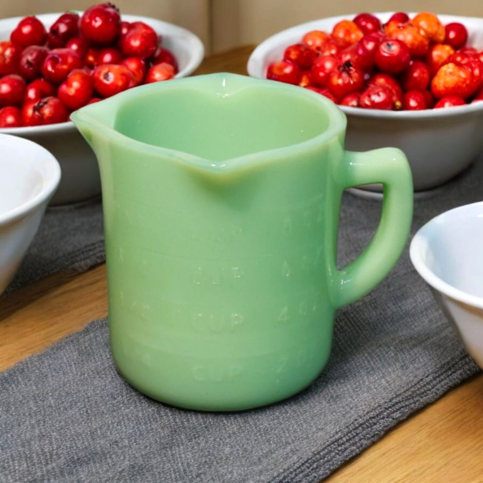 Green Jadeite Glass Depression Style Measuring Cup, Kitchen, VTG Style Farmhouse