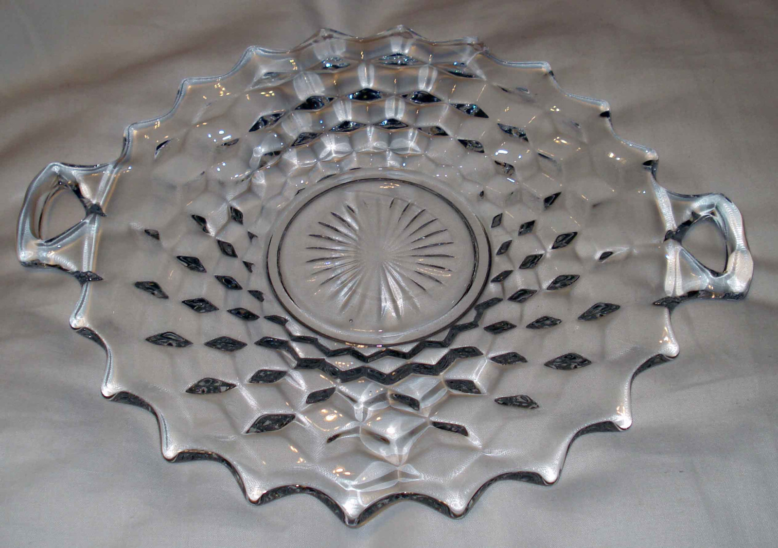 Vintage Fostoria American Cube Crystal Glass Round 12