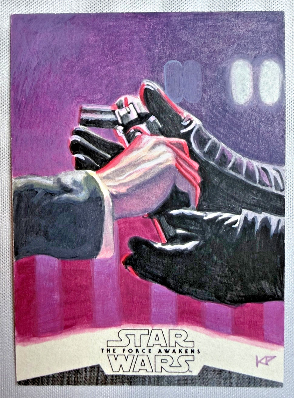 Kris Penix 1/1 Star Wars TFA Masterwork Sketch Kylo Ren-Rey Saber Scene Rare