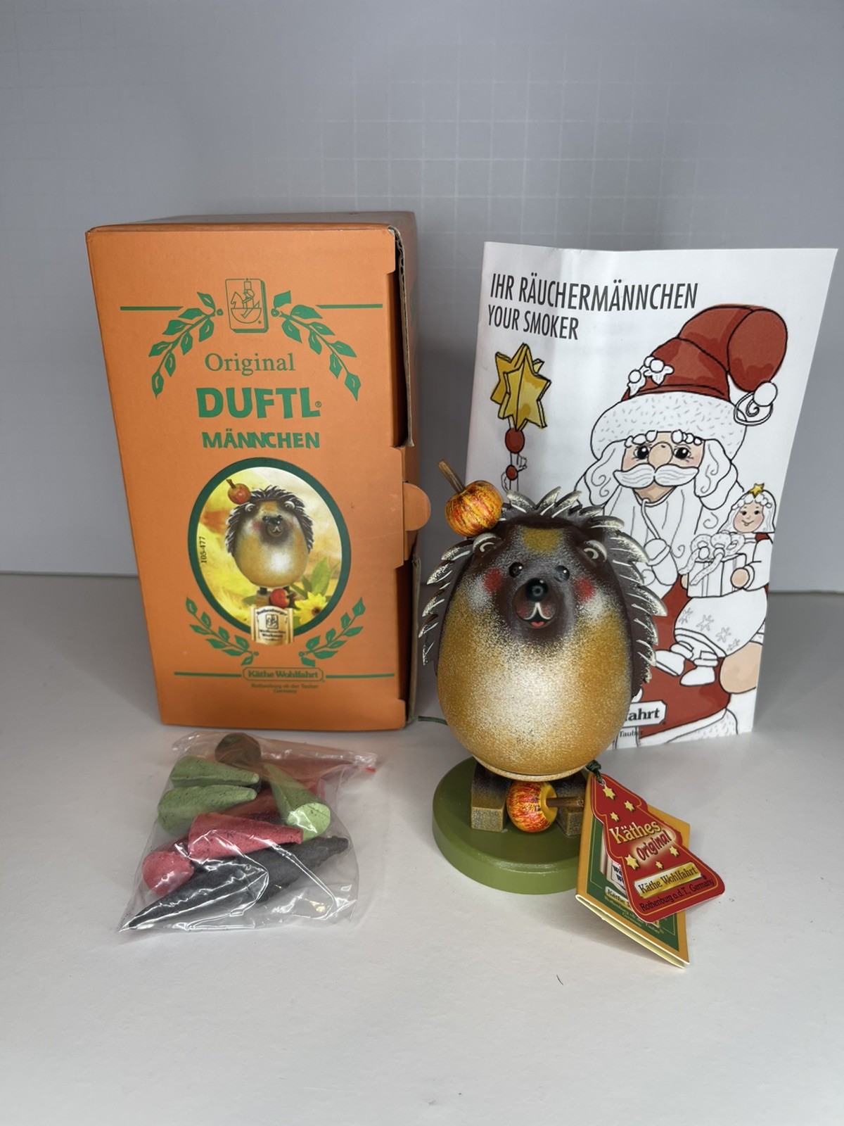 Käthe Wohlfahrt Hedgehog Jolly Incense Smoker Original Duftl Männchen Smoky NEW