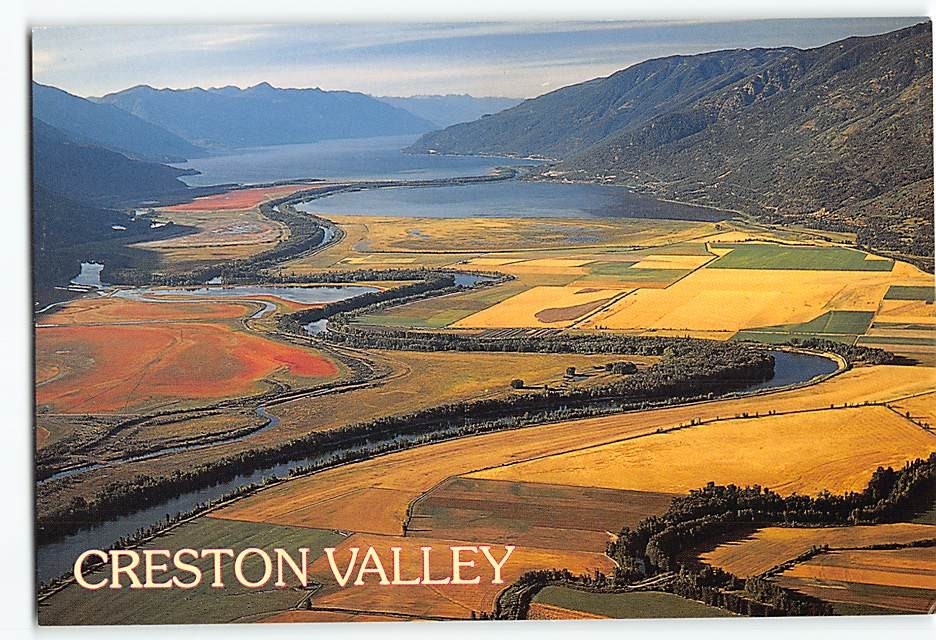 Postcard Aerial View Creston Valley British Columbia Canada