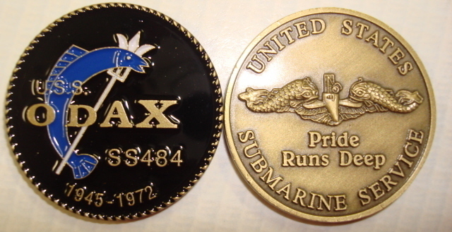 USS ODAX SS-484 NAVY USN SUBMARINE CHALLENGE COIN